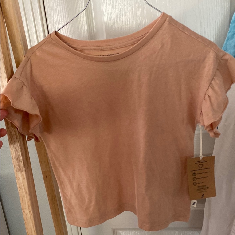 Peach Ruffle Sleeve Top